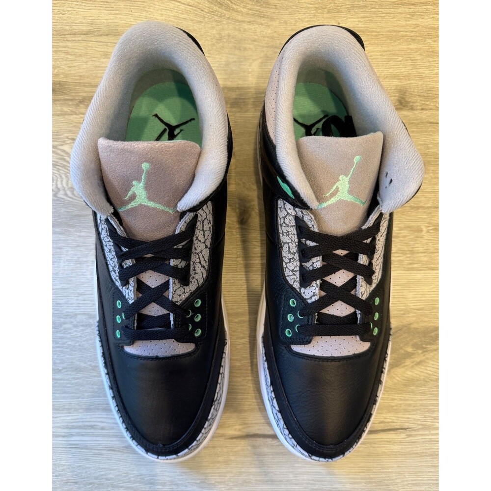 NWB AIR JORDAN 3 RETRO BLACK GREEN GLOW WOLF GREY Nike Men’s 12 CT8532-031 - Picture 4 of 15
